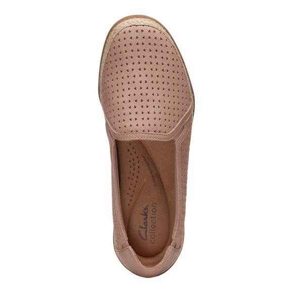 Clarks Women's Elaina Ruby Leather Slip On Espadrille Flats Beige Size 7 1/2 W - Picture 5 of 6
